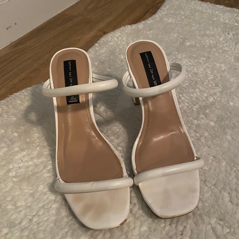 Steven by Steve Madden white strappy heels